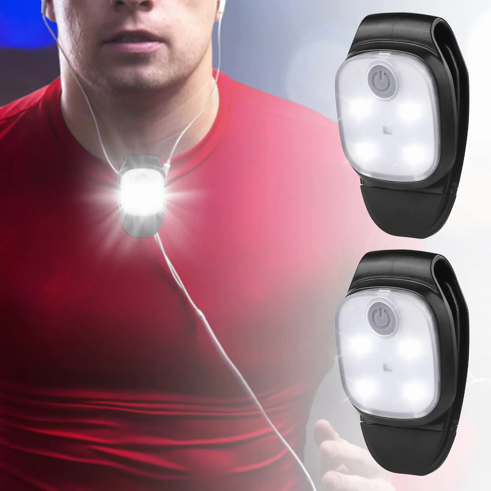 Clip Luce LED per Corsa e Jogging: 2 Pezzi Riflettenti USB Ricaricabile, Clip-on per Jogger, Mini Faro da Testa per Corsa all'Aperto