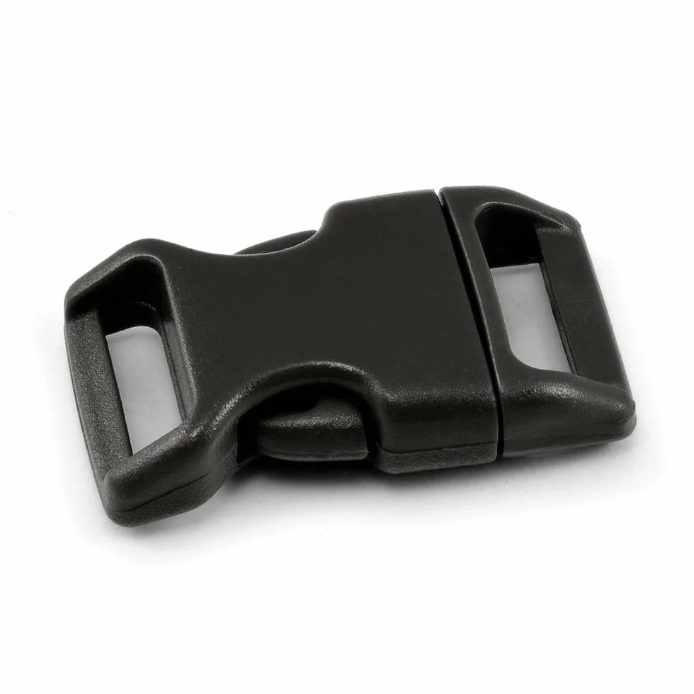 Ganzoo fibbia a scatto plastica nera per paracord e cordino, set 20 pezzi misura M, per bracciali e lavori fai da te su cinghie e tracolle, fessura 16 mm, dimensioni 40x23x10 mm, 5 g