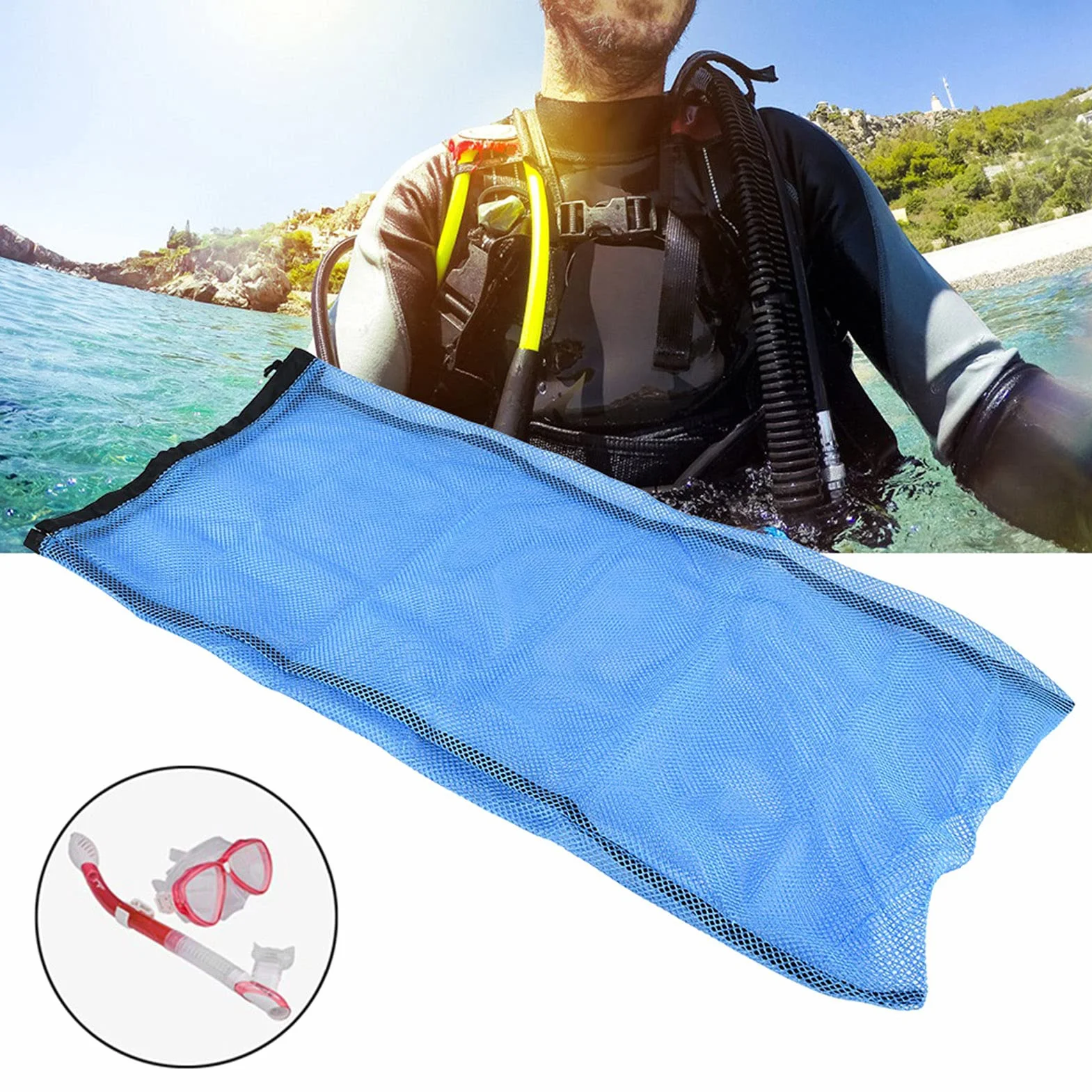 Borsa da imballaggio per Pinne Leggera e Resistente all'Usura per Snorkeling Immersioni subacquee Blu