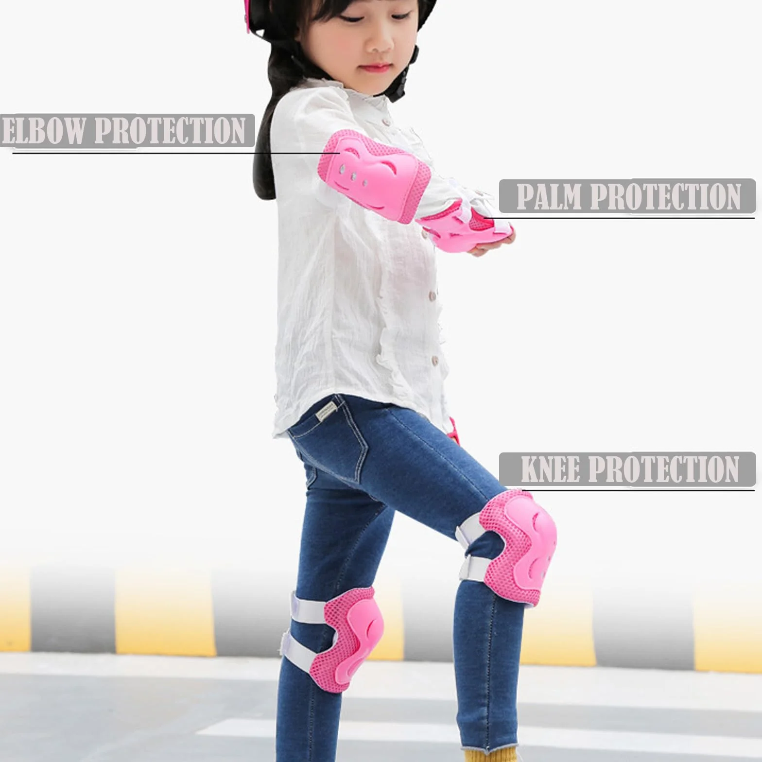 BDSHUNBF Protezioni Skateboard Bambino, Set di Protezioni per Bambini, Protezioni Pattini Ginocchiere Gomitiere, Regolabile Ginocchiere Gomitiere per Skateboard Bicicletta Pattinaggio Monopattino