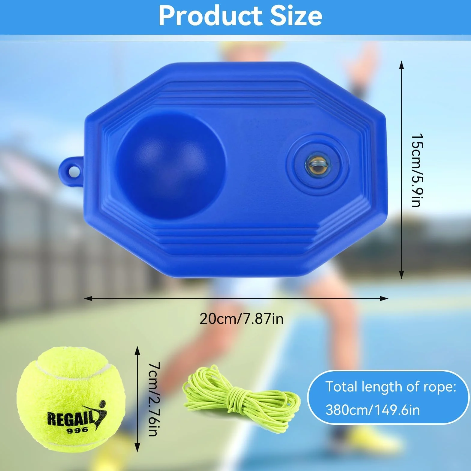 HERCHR Allenatore di Tennis Rimbalzo, Tennis Trainer Base Dispositivo di Allenamento per Tennis Ball Rebounder Attrezzatura da Tennis Portatile Auto-Pratica
