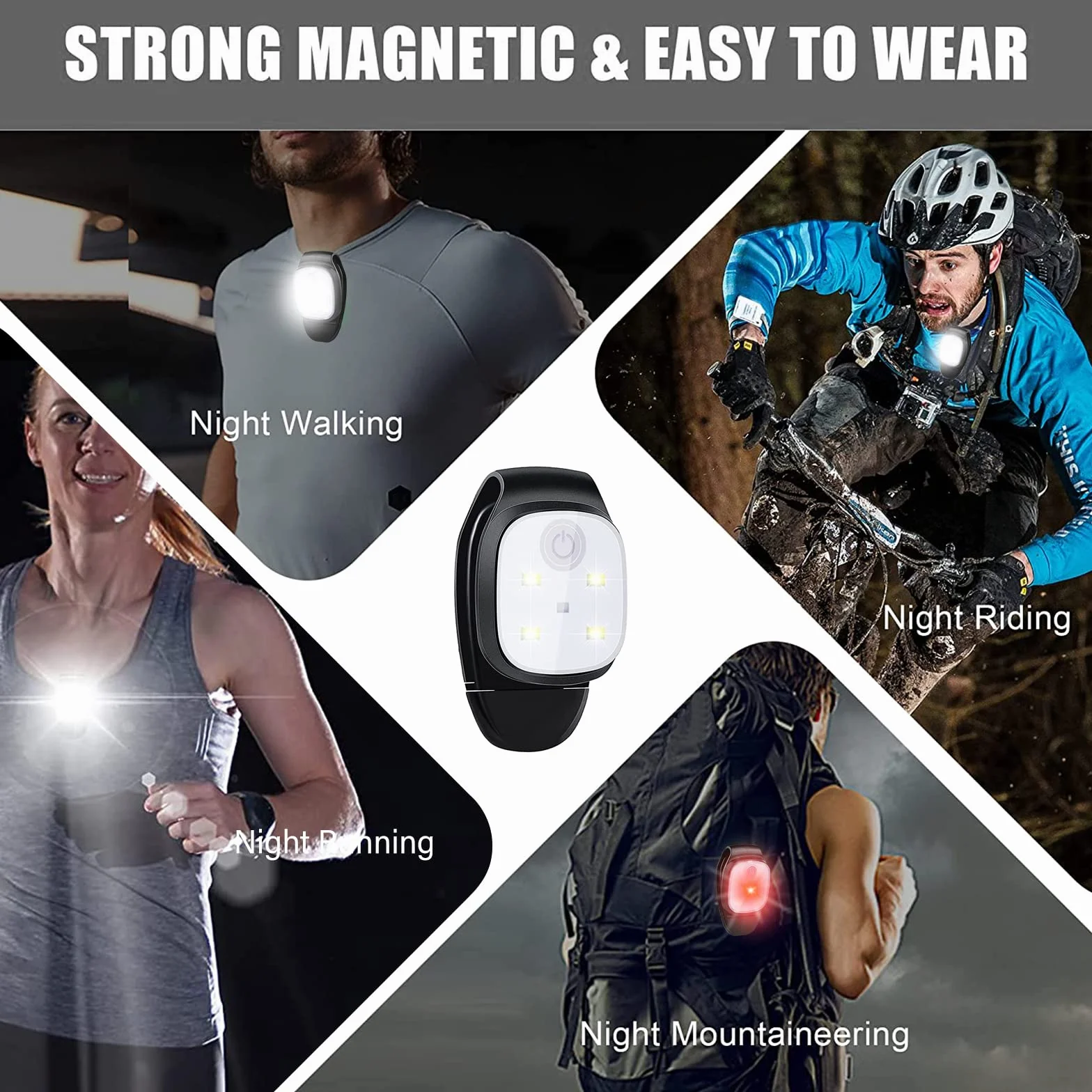 Clip Luce LED per Corsa e Jogging: 2 Pezzi Riflettenti USB Ricaricabile, Clip-on per Jogger, Mini Faro da Testa per Corsa all'Aperto