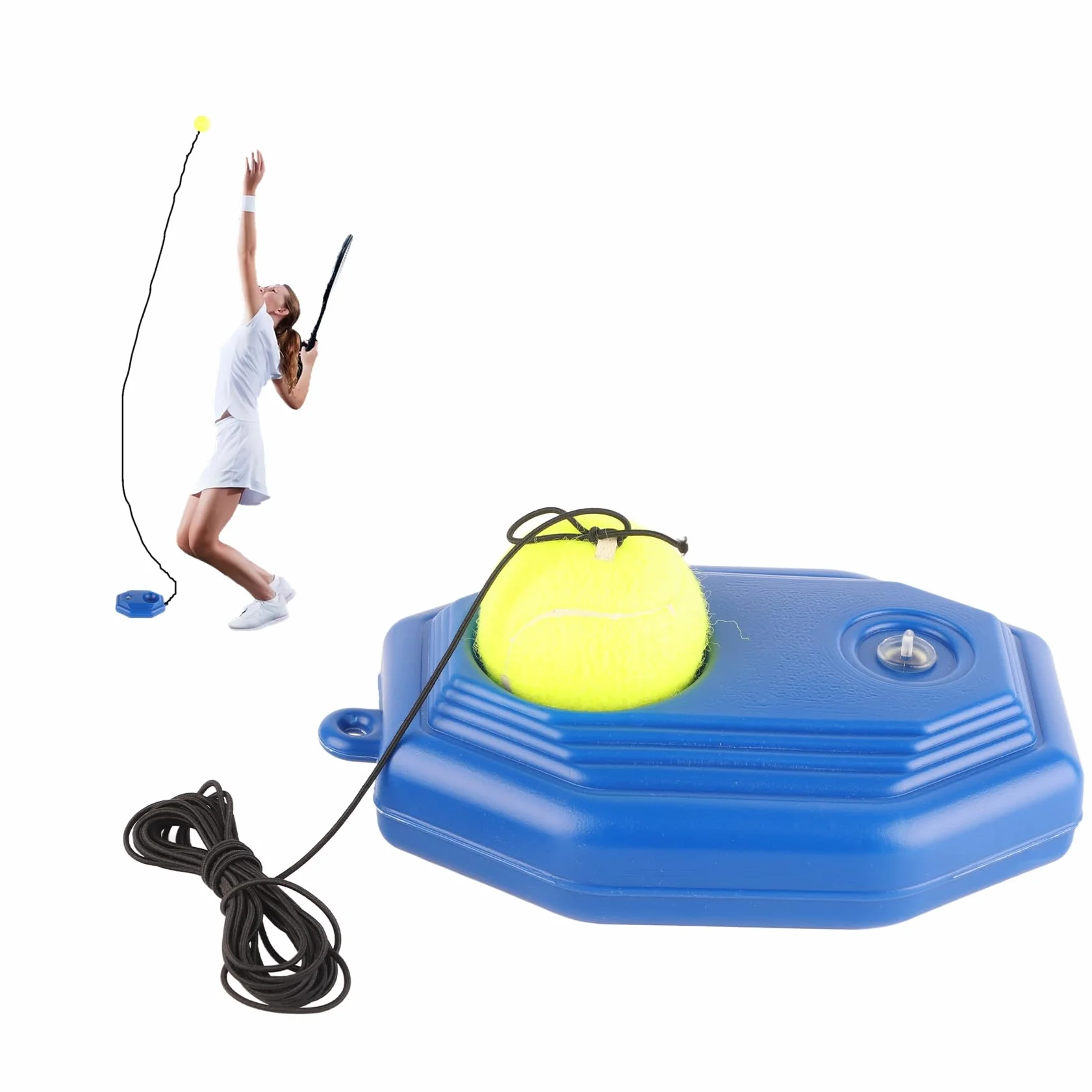 Set Base per Palline da Tennis, Allenatore per la Schiena con Corda Elastica in Gomma