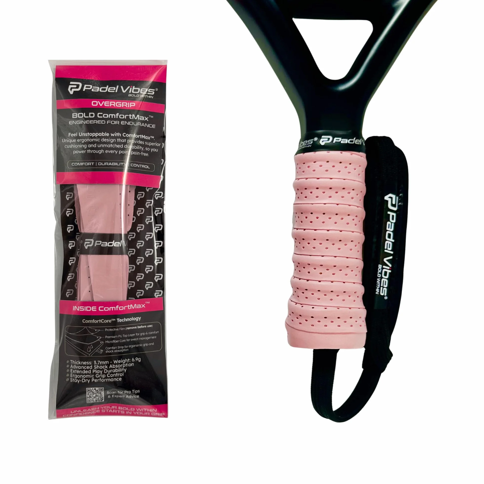 BOLD ComfortMax™ Overgrip perforato ergonomico per padel tennis badminton squash racketball antiscivolo