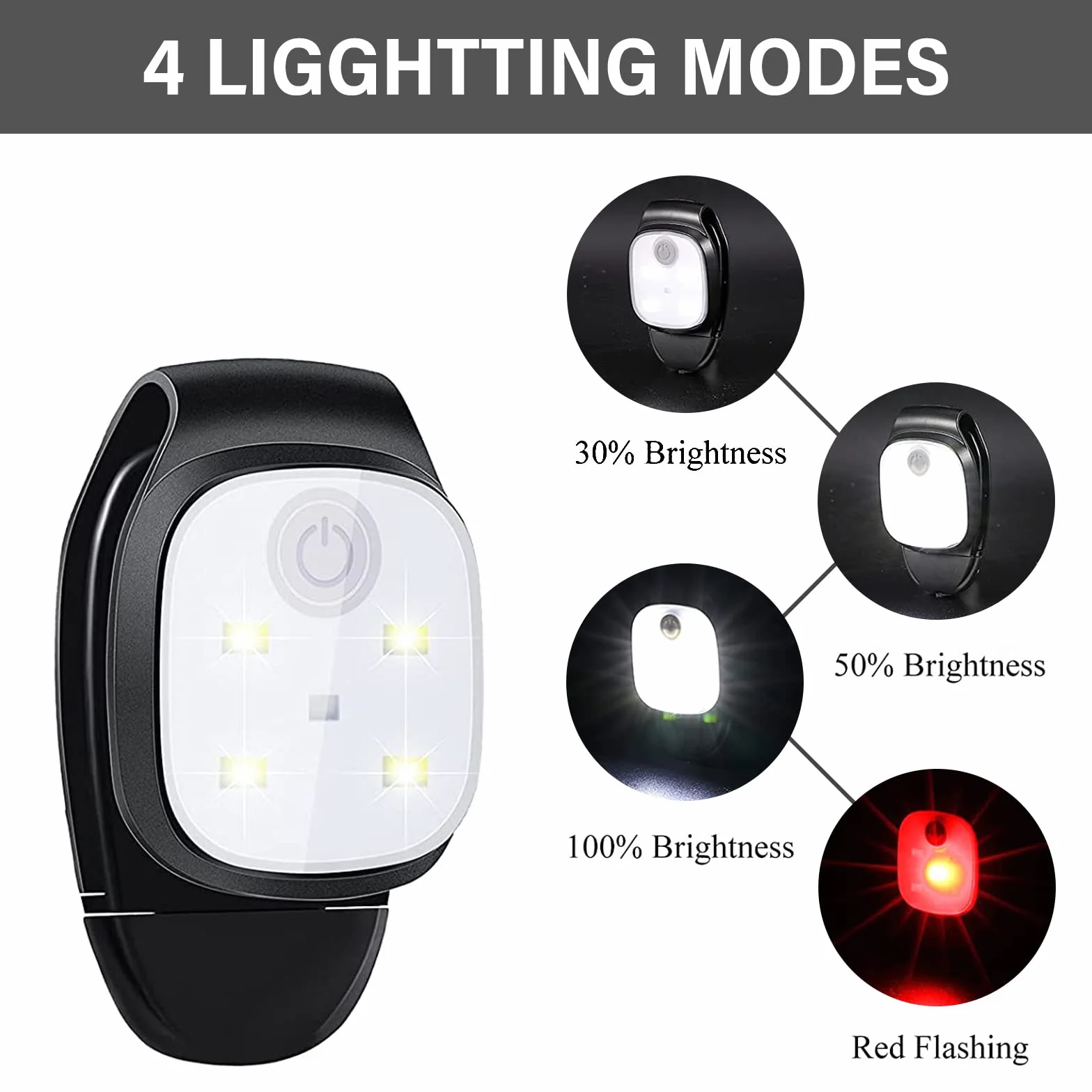 Clip Luce LED per Corsa e Jogging: 2 Pezzi Riflettenti USB Ricaricabile, Clip-on per Jogger, Mini Faro da Testa per Corsa all'Aperto