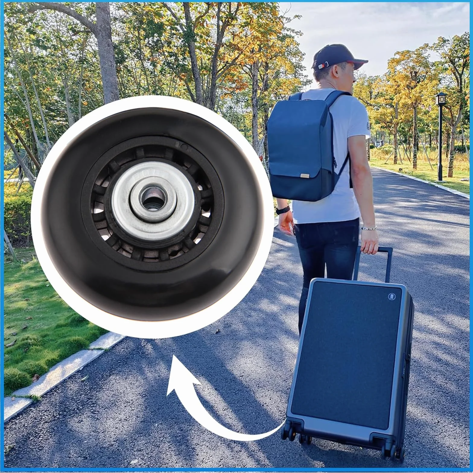 Ruote di ricambio per valigia 60 x 17 mm 2 pezzi con cuscinetti e chiavi di riparazione