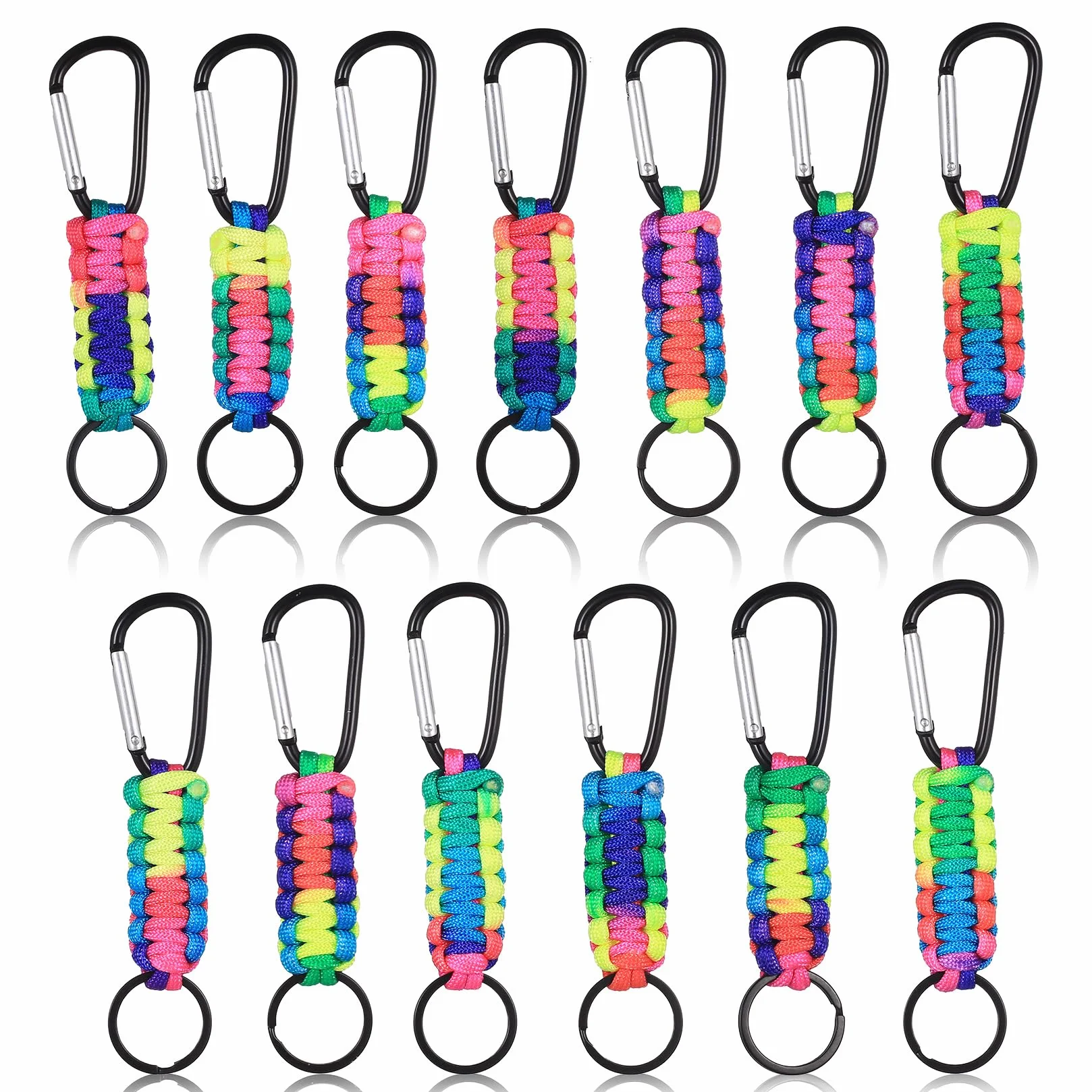 Moschettone Portachiavi in Paracord 14 cm Cordino Intrecciato con Moschettone per Arrampicata Kayak Campeggio