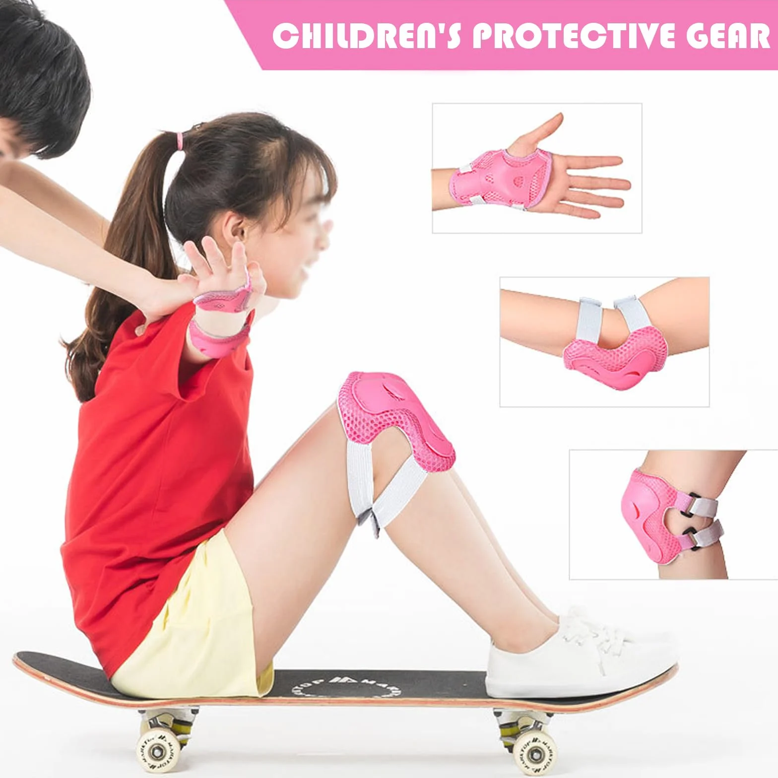 BDSHUNBF Protezioni Skateboard Bambino, Set di Protezioni per Bambini, Protezioni Pattini Ginocchiere Gomitiere, Regolabile Ginocchiere Gomitiere per Skateboard Bicicletta Pattinaggio Monopattino