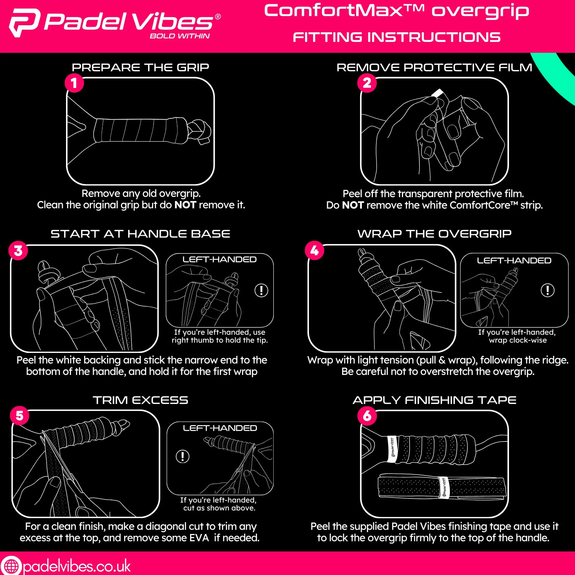 BOLD ComfortMax™ Overgrip perforato ergonomico per padel tennis badminton squash racketball antiscivolo