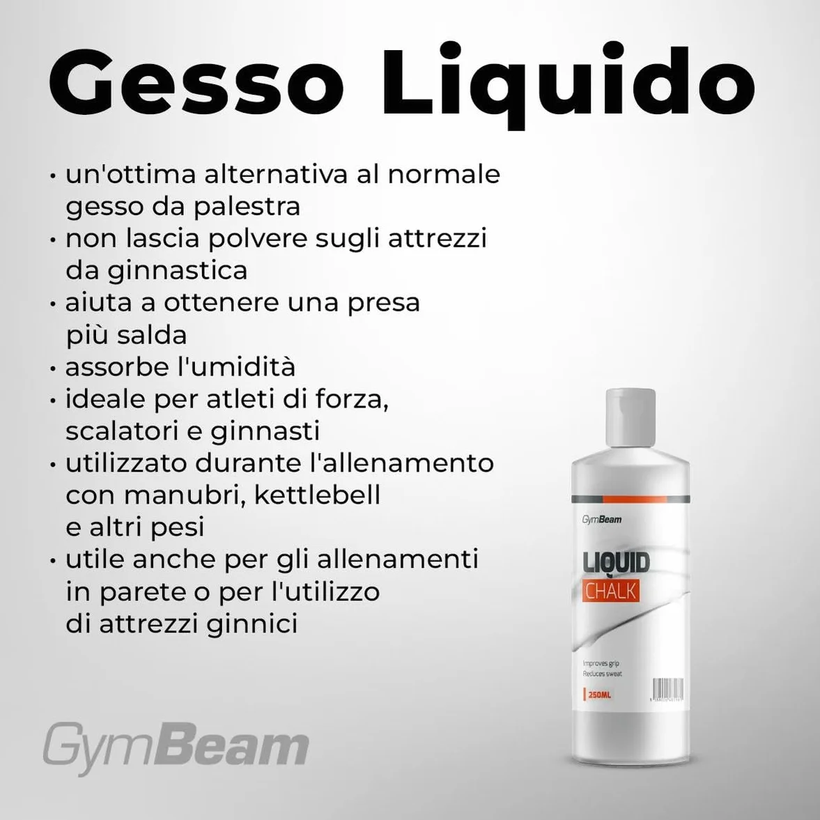 GymBeam Gesso Liquido, Magnesite Liquida per Fitness, Chalk per Arrampicata, Riduce la Sudorazione, Migliora la Presa