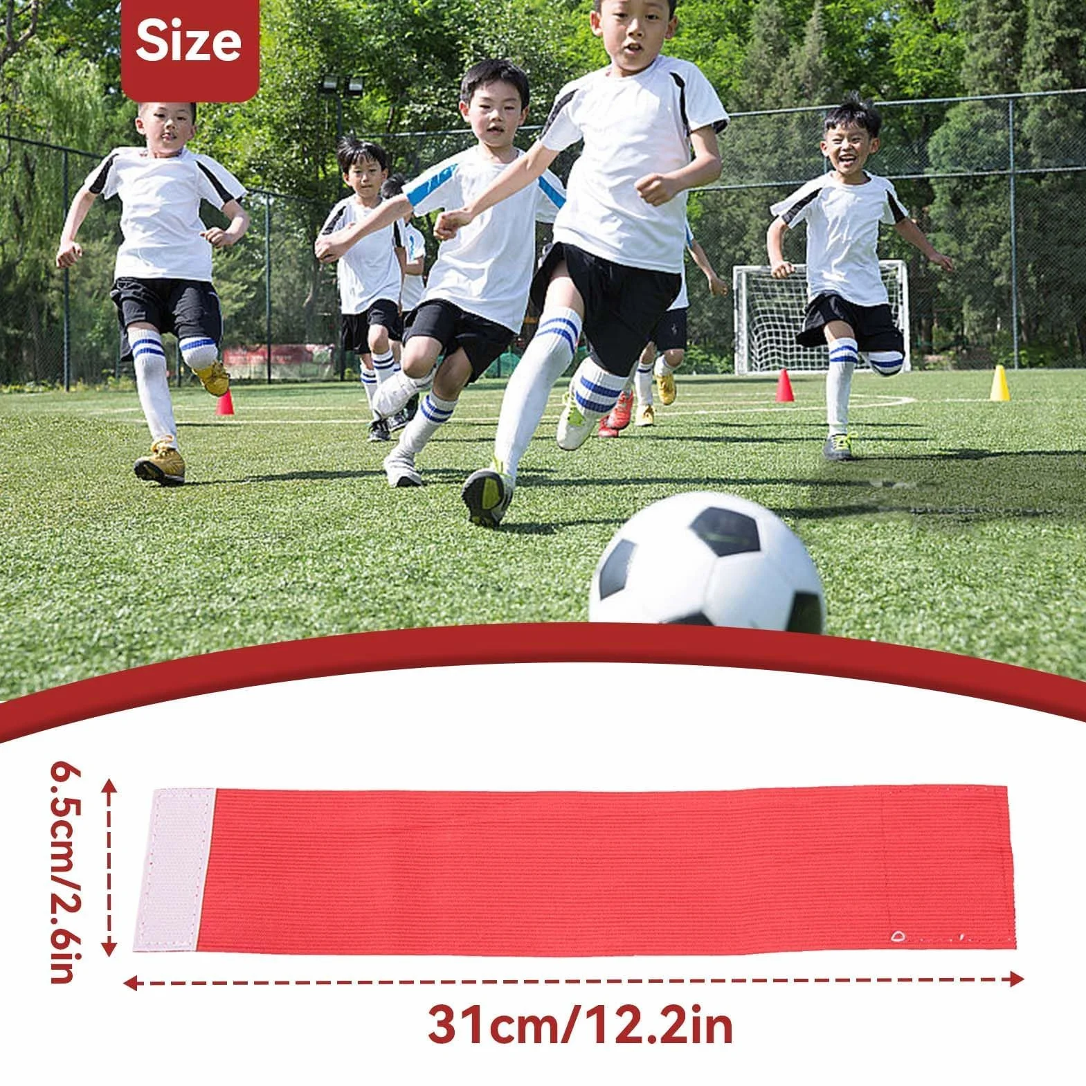 Fascia da braccio per capitano di calcio, fasce da braccio regolabili da calcio da 6 pezzi, fasce elastiche da capitano per calcio per giovani adulti, fasce per giocatori di calcio