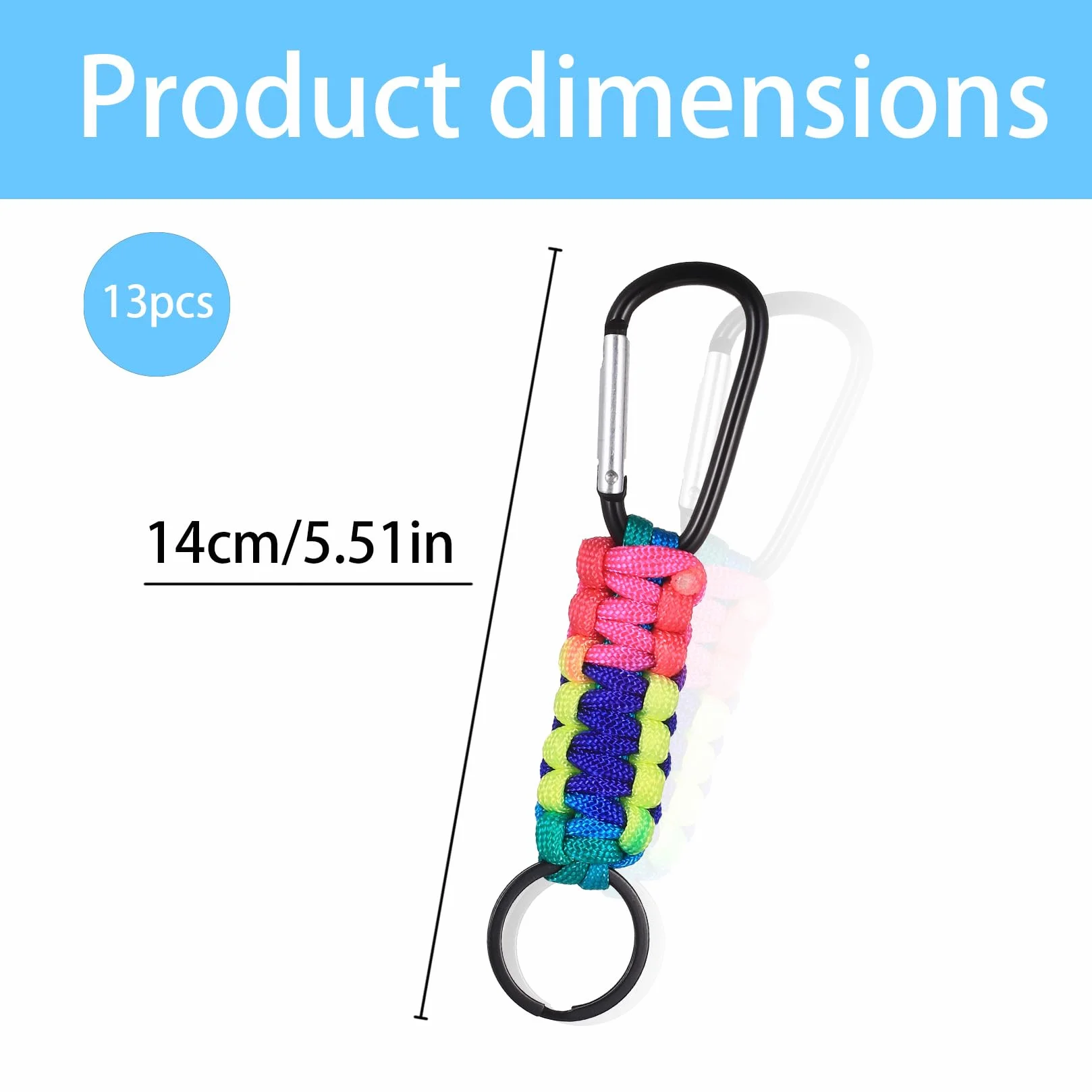 Moschettone Portachiavi in Paracord 14 cm Cordino Intrecciato con Moschettone per Arrampicata Kayak Campeggio