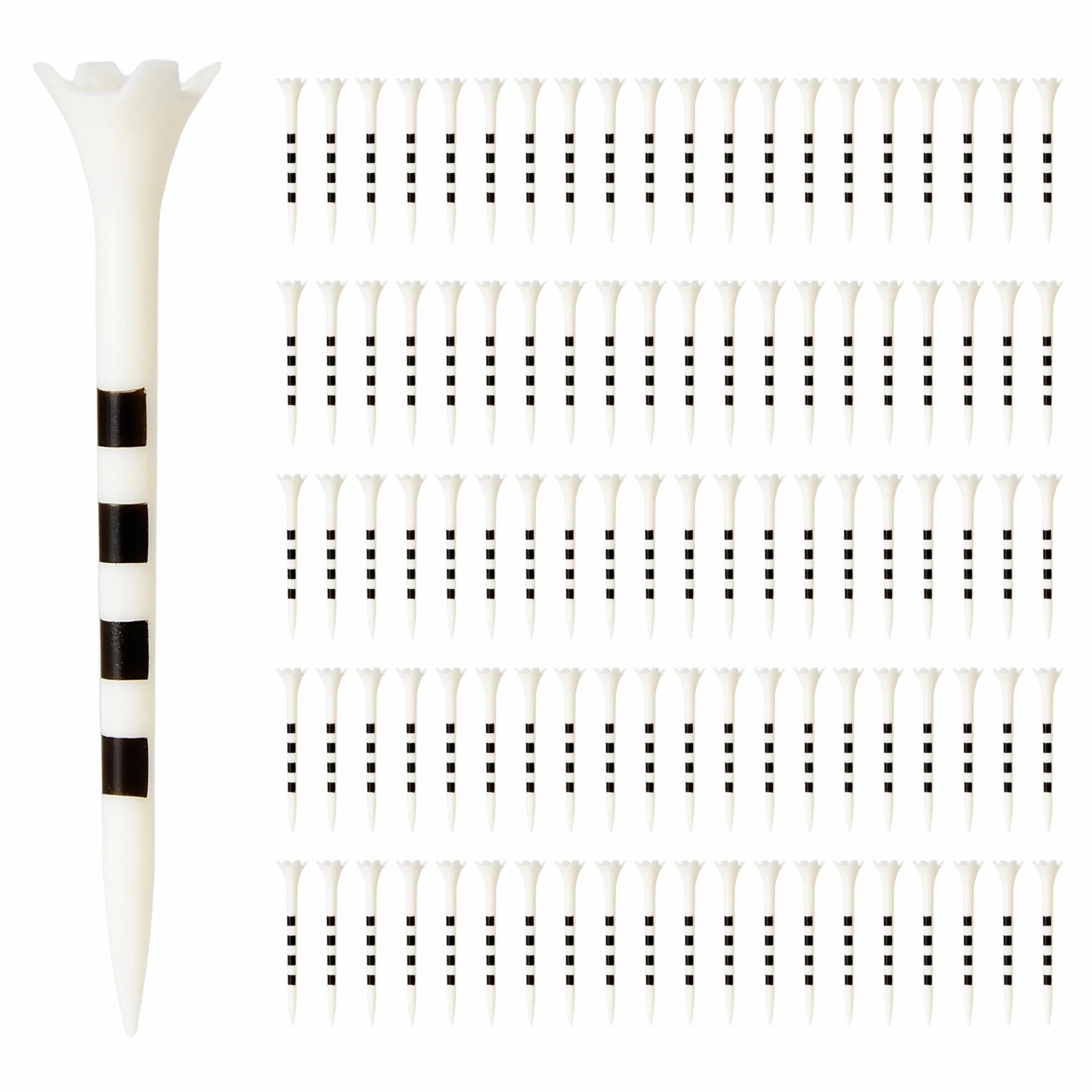 Amazon Basics Tee da Golf con Sistema di Marcatura Altezza - Plastica Riciclata - 4 Punte - Bianco - 100 Pezzi