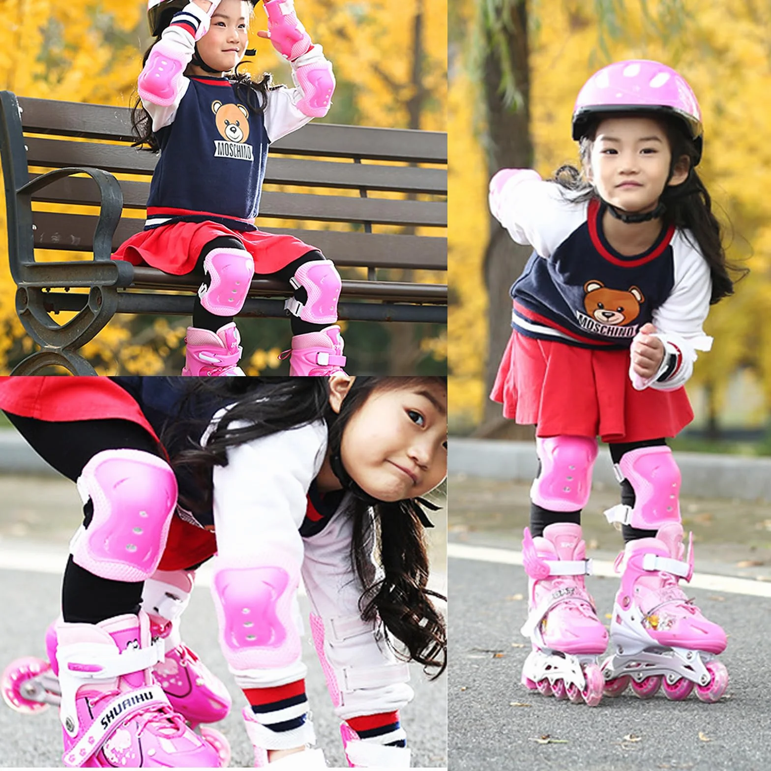BDSHUNBF Protezioni Skateboard Bambino, Set di Protezioni per Bambini, Protezioni Pattini Ginocchiere Gomitiere, Regolabile Ginocchiere Gomitiere per Skateboard Bicicletta Pattinaggio Monopattino