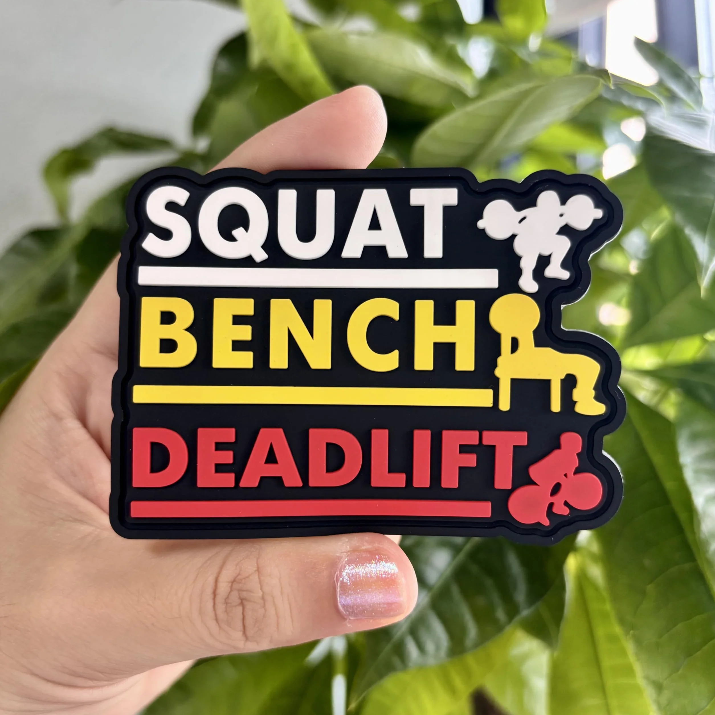 Toppa SQUAT BENCH DEADLIFT in PVC 3D – Patch per Zaino Palestra – Powerlifting Accessorio Sportivo