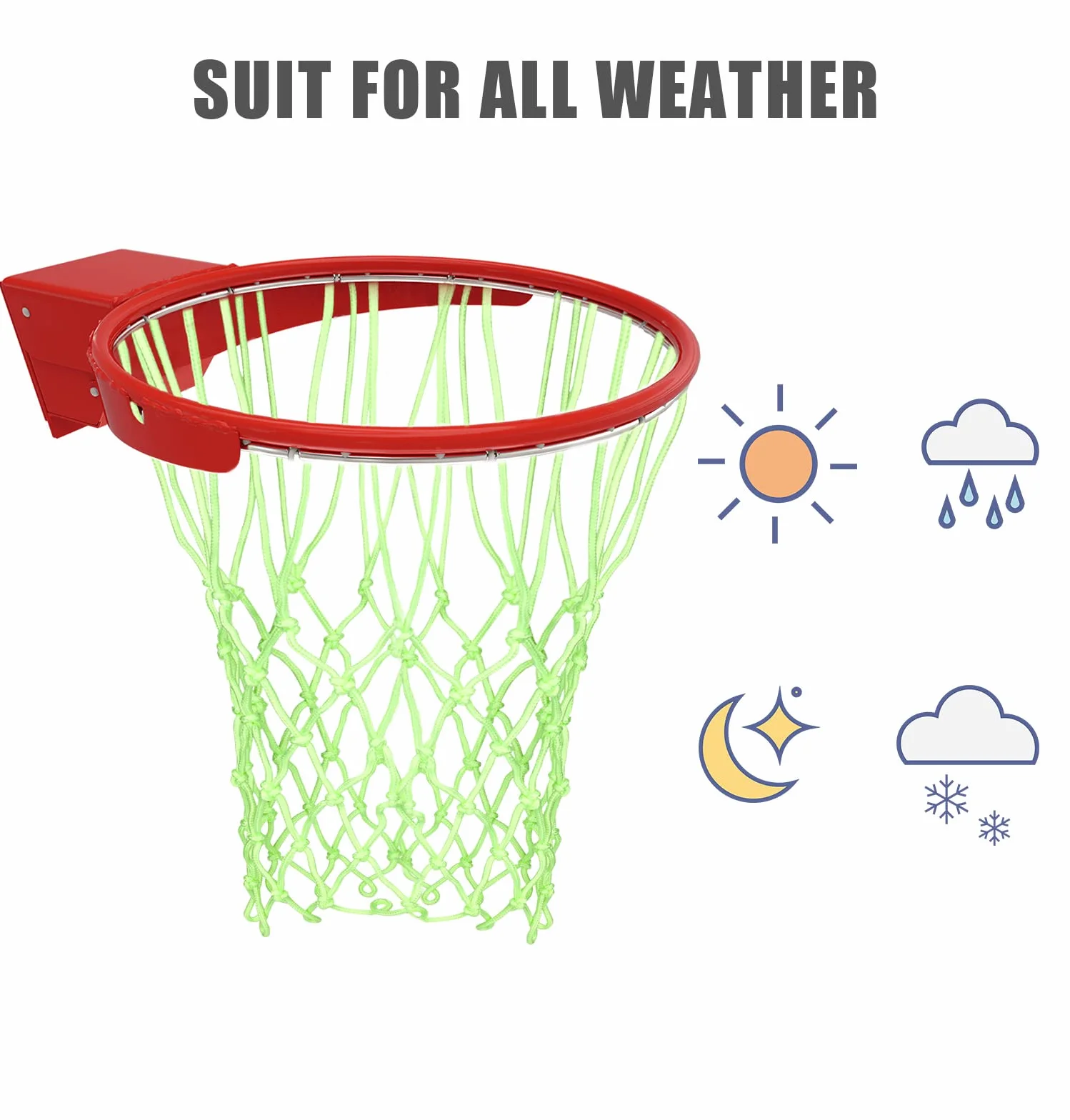 Rete da Basket Luminosa SAVITA Nylon Robusto 12 Loop Verde Energia Solare