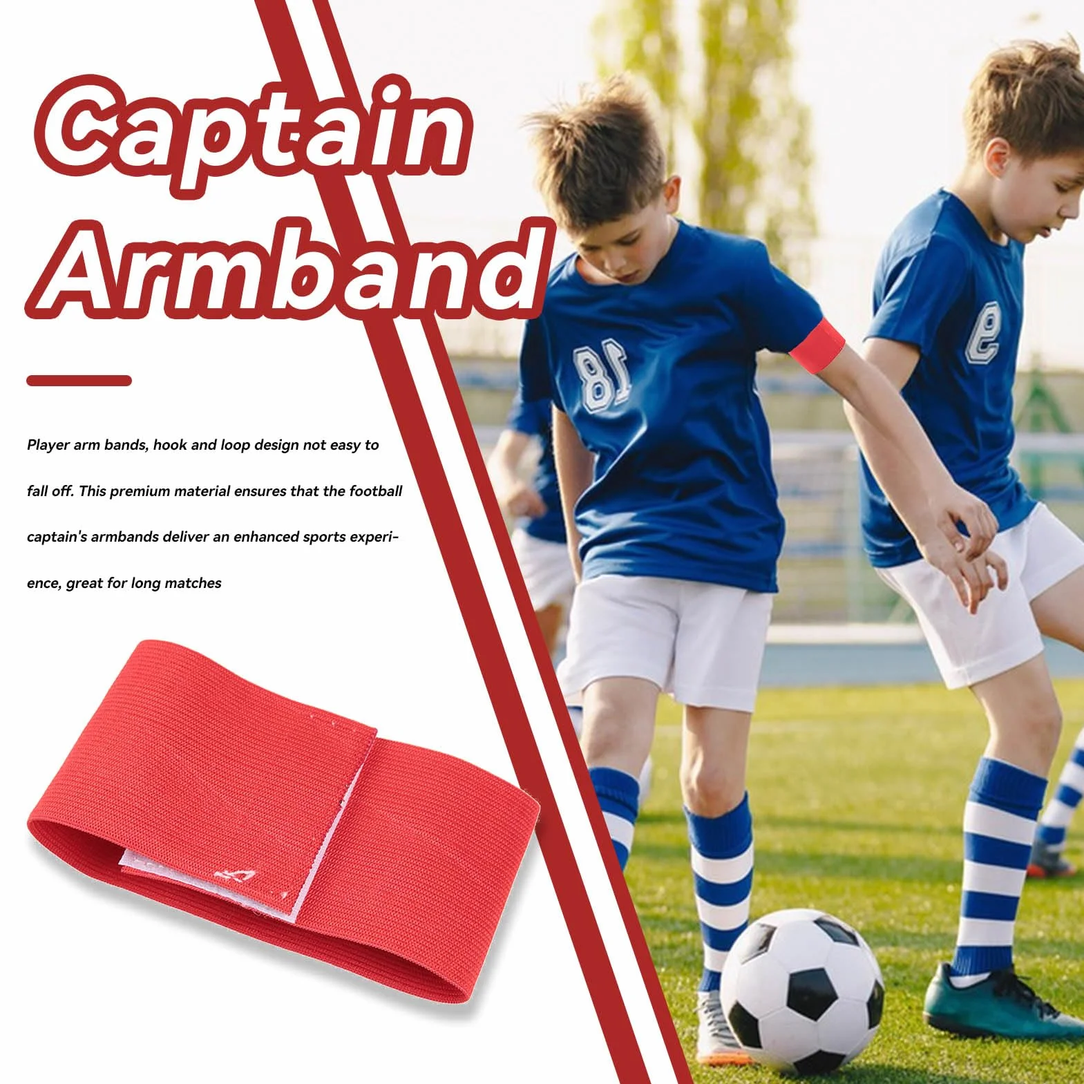 Fascia da braccio per capitano di calcio, fasce da braccio regolabili da calcio da 6 pezzi, fasce elastiche da capitano per calcio per giovani adulti, fasce per giocatori di calcio