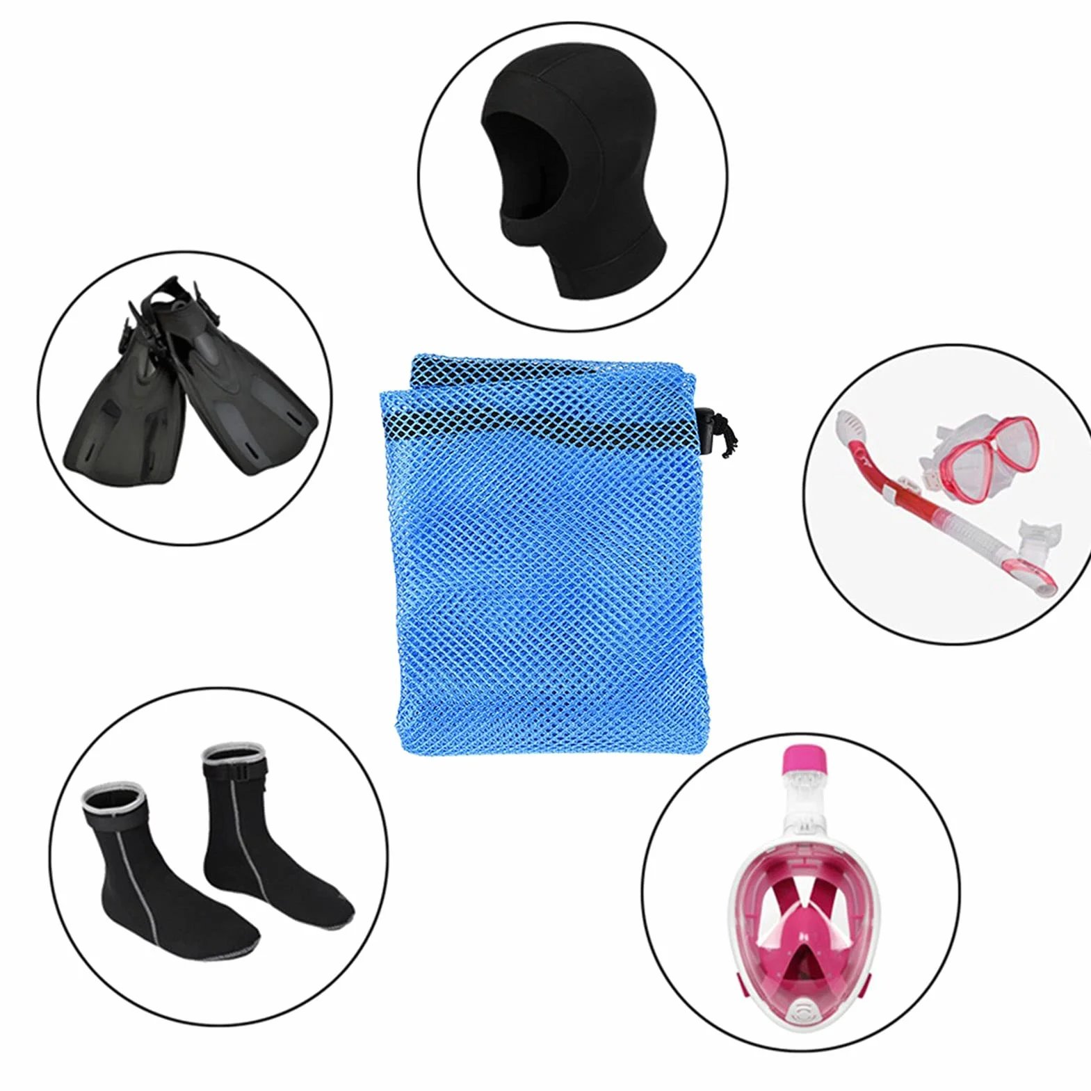 Borsa da imballaggio per Pinne Leggera e Resistente all'Usura per Snorkeling Immersioni subacquee Blu